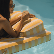 Yellow Cabana Striped Flat Fabric Lounger Pool Float